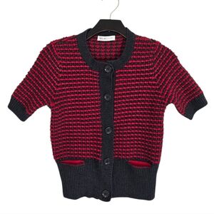 See By Chloe Red Gray Cropped Cardigan Sweater 6